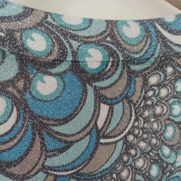 Chicos Sweater Cardigan 0 / S Blue Peacock Shimmer One Button - Picture 8 of 8